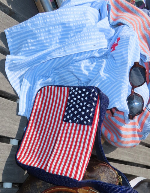 American Flag Beaded Bag